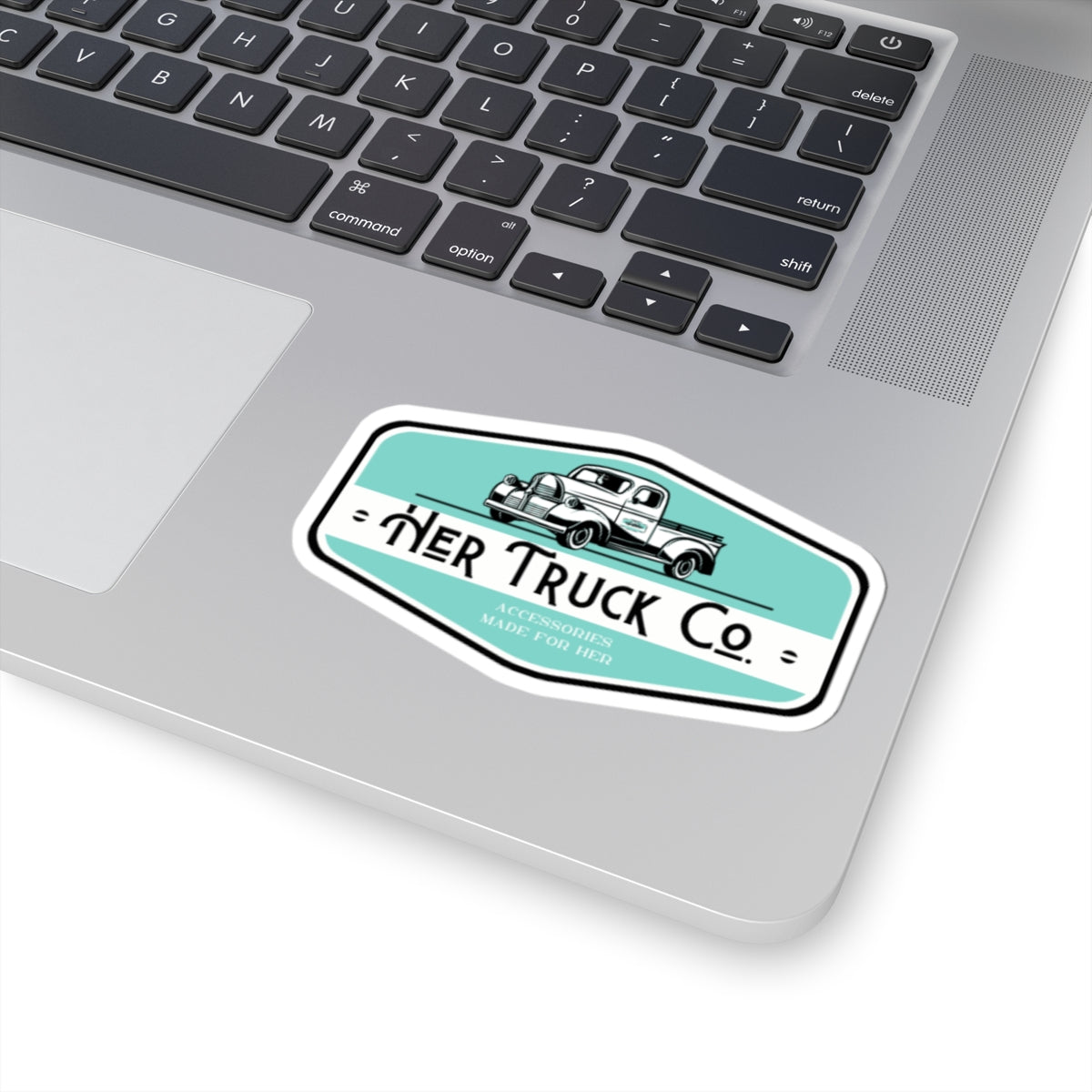 Her Truck Co. Vintage Truck Sticker | Kiss-Cut Sticker, Teal Logo Decal