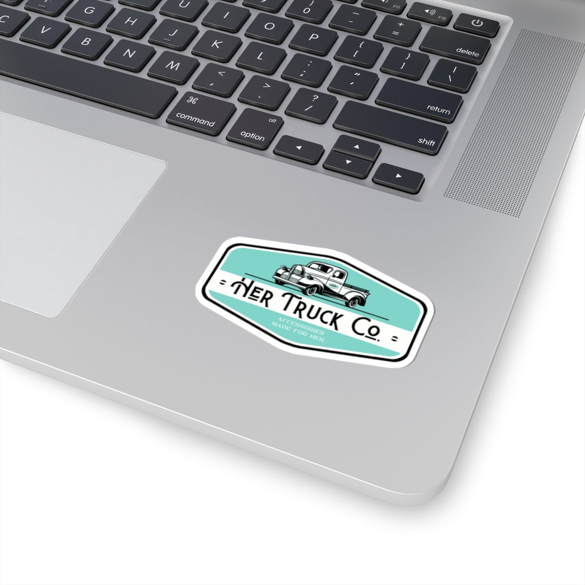 Her Truck Co. Vintage Truck Sticker | Kiss-Cut Sticker, Teal Logo Decal
